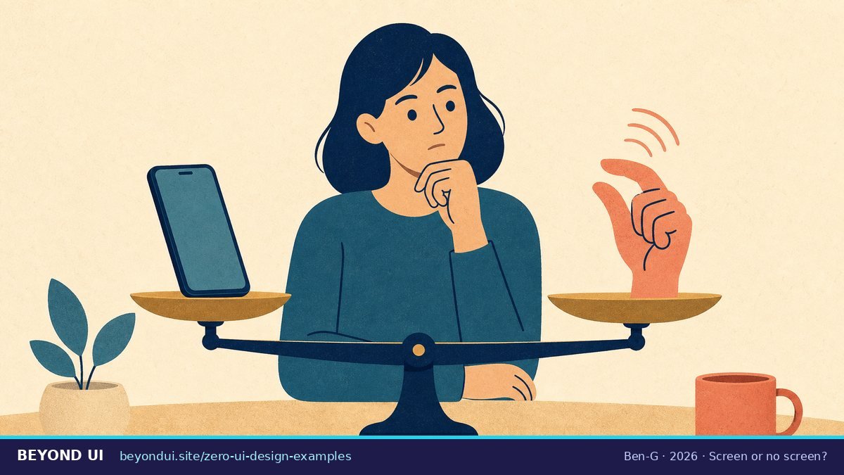 A designer weighs a smartphone against a hand gesture on an old balance scale